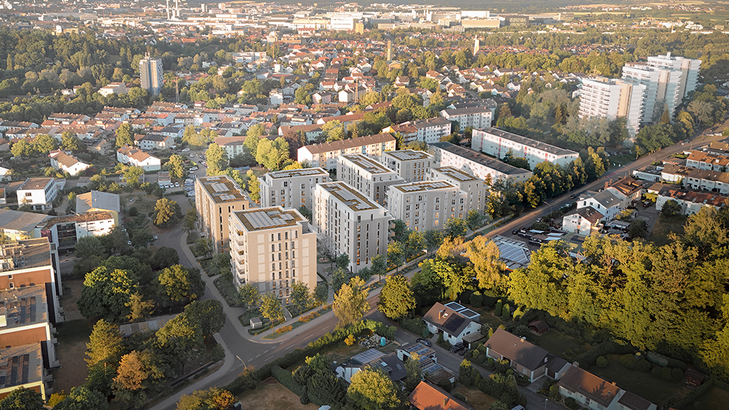 geplante Neubebauung des Grundstücks aus der Vogelperspektive (unverbindliche Visualisierung)